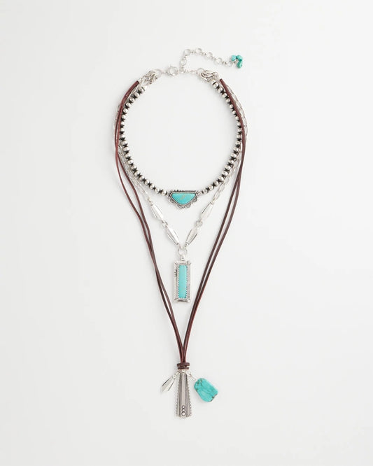 Convertible Turquoise & Charms Motif Necklace