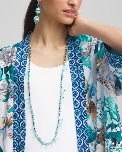 Teal Beaded Single Strand Necklace