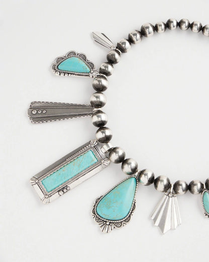 Chico's Originals Turquoise & Charms Motif Collar Necklace