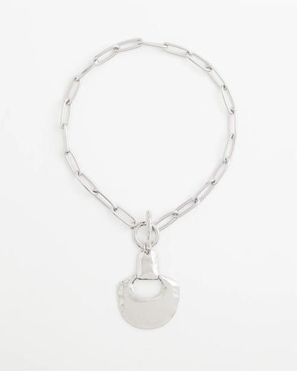 Silvertone Toggle Pendant Necklace