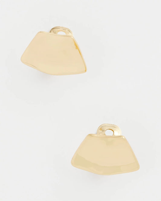 Gold Fan Clip On Earrings