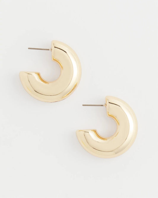 Gold Puff Hoop Earrings