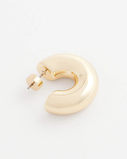 Gold Puff Hoop Earrings