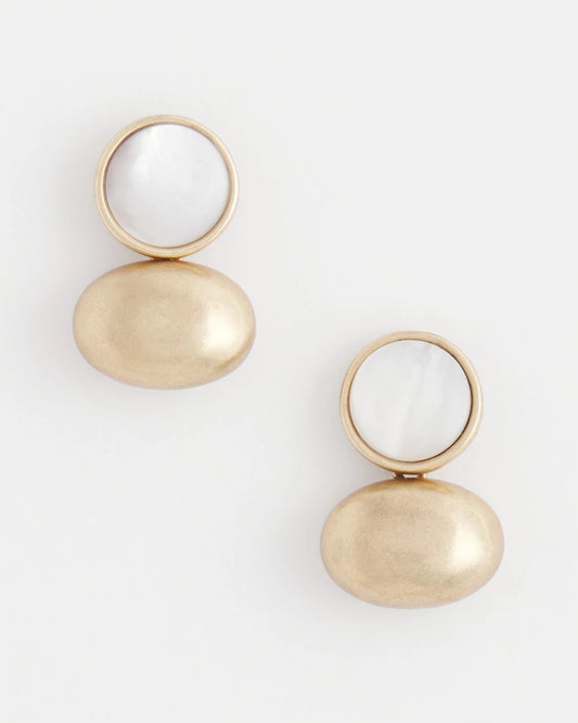White & Gold Mini Stud Earrings