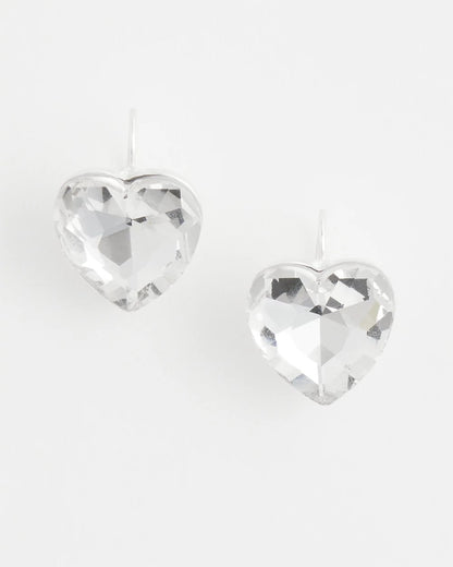 Crystal Heart Gem Drop Earrings