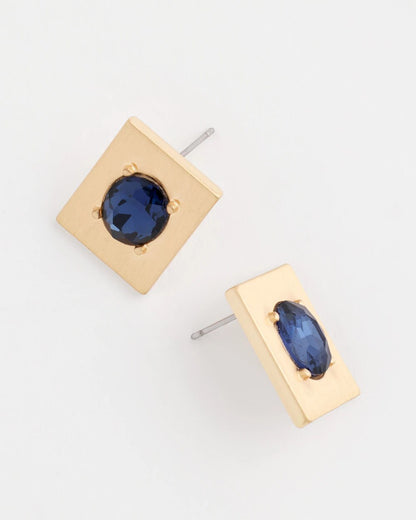 Blue & Gold Stud Earrings