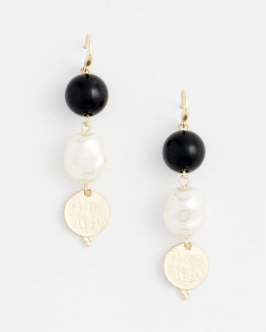 Linear Gold Pearl Earrings