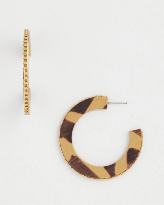 Animal Wood Hoop Earrings