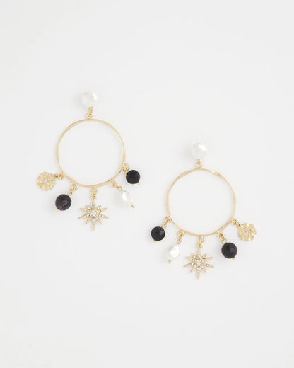 Starry Night Charm Hoop Earrings