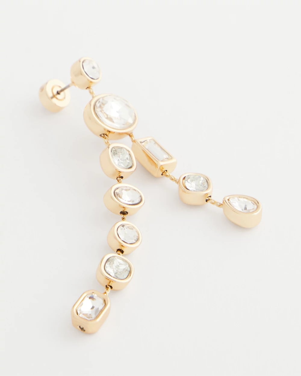 Bezel Set Linear Goldtone Earrings