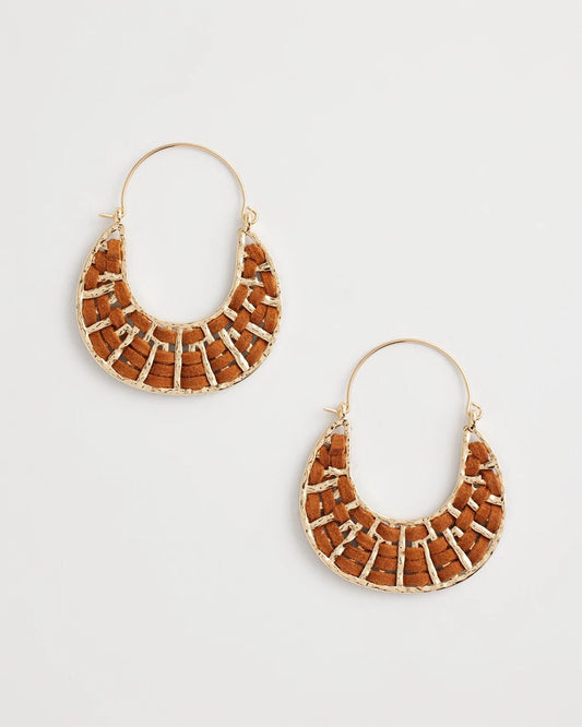 Leather Half-Moon Hoop Earrings