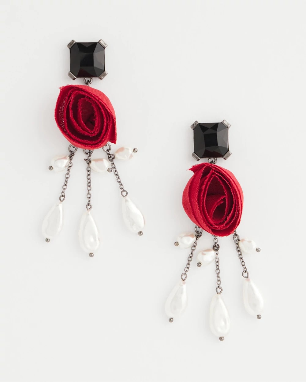 Red Rose Drop Earrings