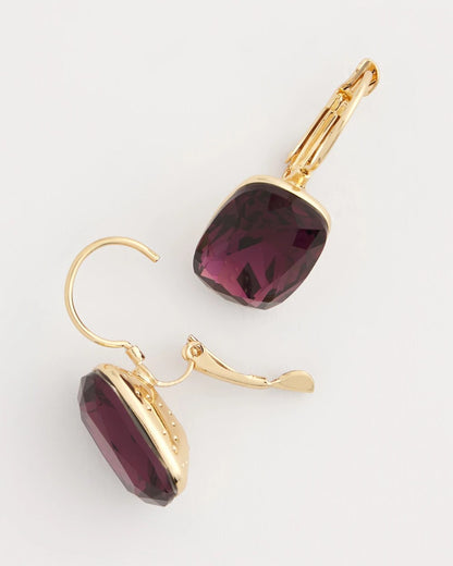 Purple Gem Drop Earrings
