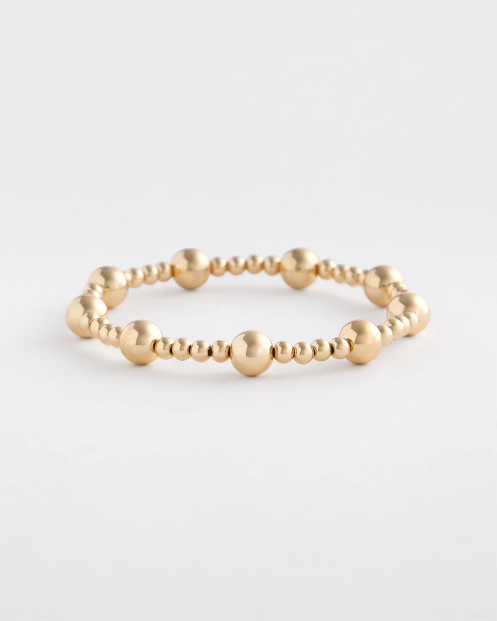 Gold-tone Medium Bead Stretch Bracelet