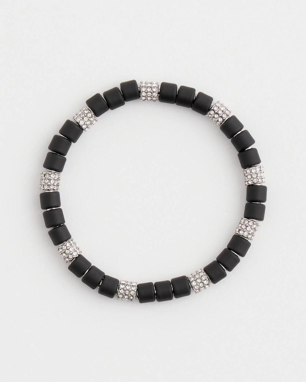 Black Barrel Bead Stretch Bracelet