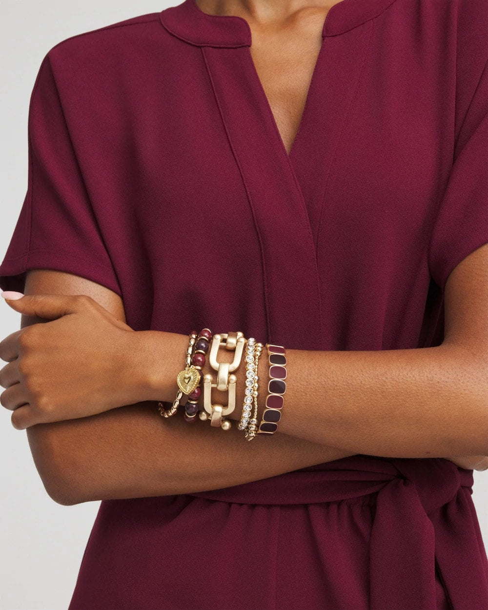 Chianti Stretch Beaded Charm Bracelet