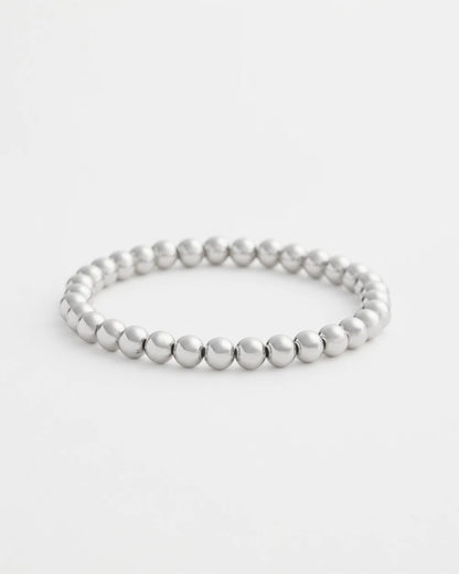 Small Beaded Silver Tone Stretch Bracelet