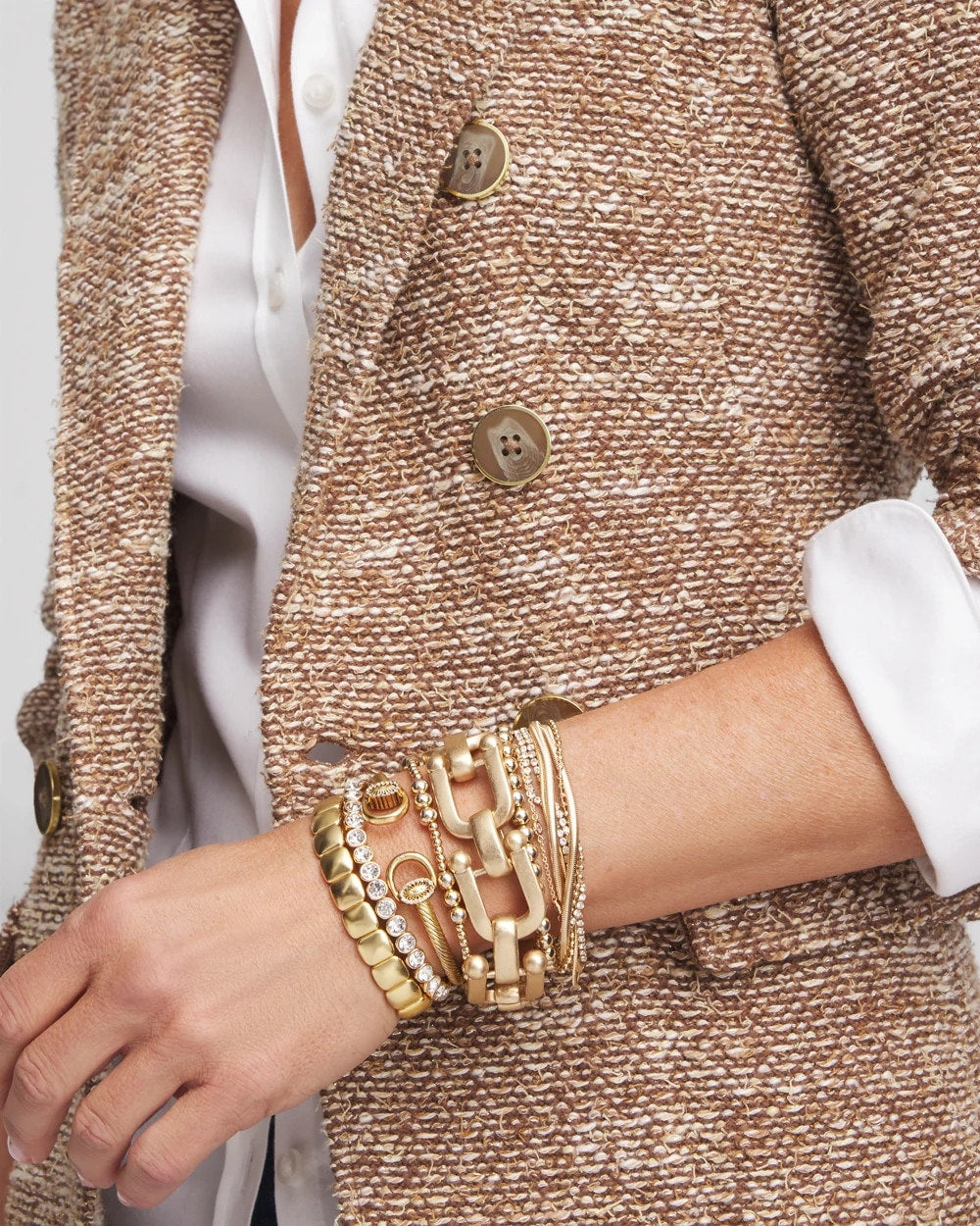 Golden Matte Square Stretch Bracelet