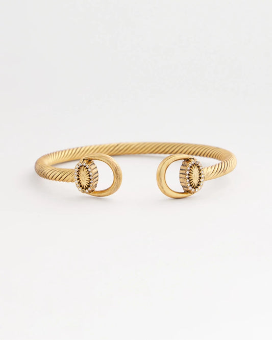Equestrian Horsebit Goldtone Cuff Bracelet