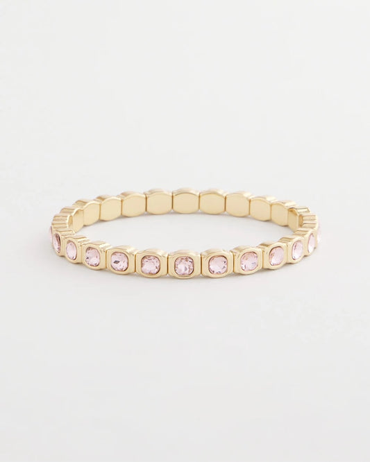 Small Pink Faceted Gem Stretch Bracelet
