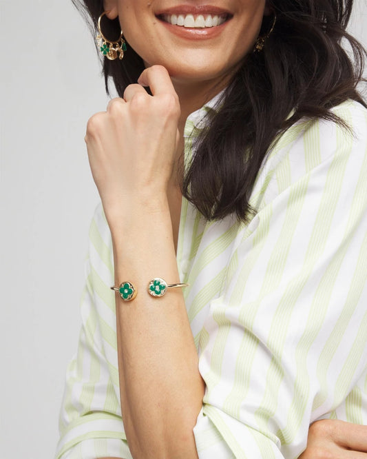 Four Leaf Clover Flex Cuff Bracelet