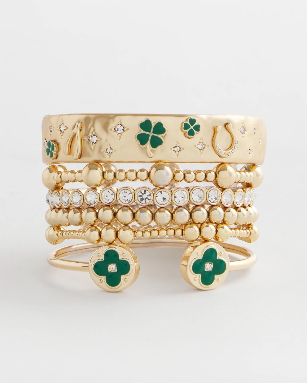 Four Leaf Clover Flex Cuff Bracelet
