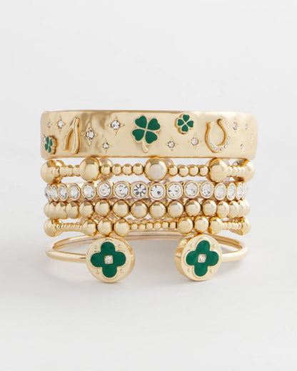 Four Leaf Clover Flex Cuff Bracelet