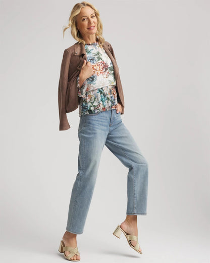 Girlfriend Straight Ankle Jeans