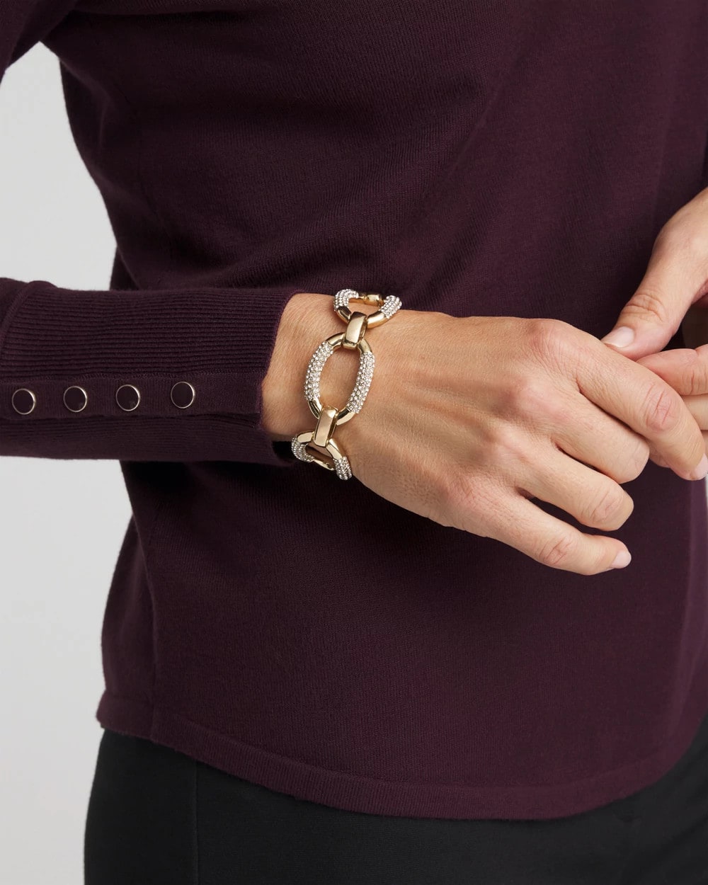 Large Pave Link Toggle Bracelet