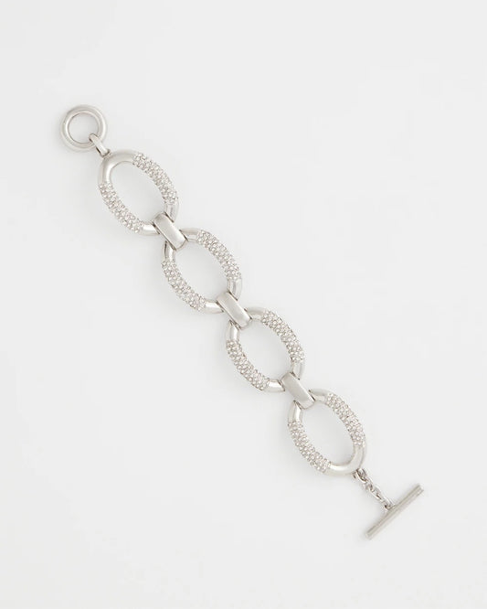 Large Pave Link Toggle Bracelet