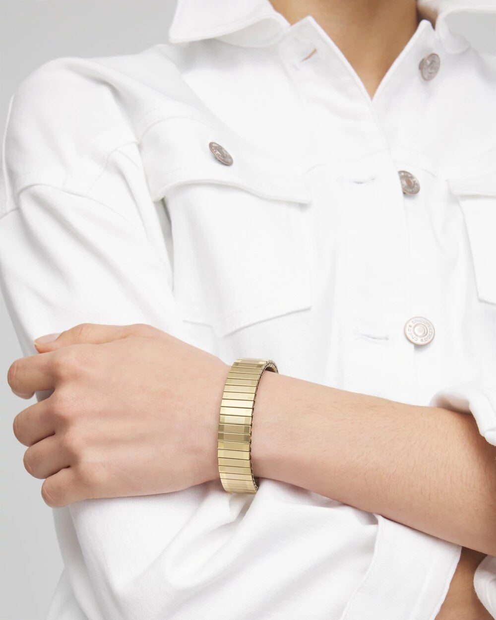 Goldtone Stretch Watchband Bracelet