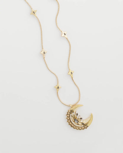 Gold Moon Pendant Necklace