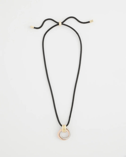 Adjustable Tri-Tone Pendant Necklace