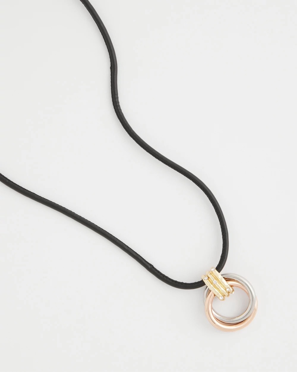 Adjustable Tri-Tone Pendant Necklace
