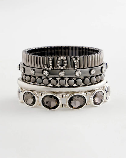 Hematite Rhinestone Tone Bangle
