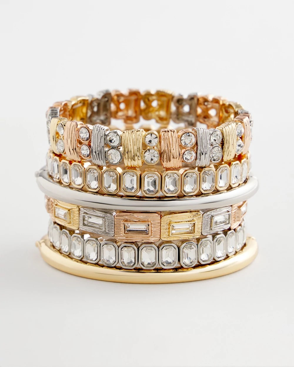 Tri-Tone Rectangle Stretch Bracelet