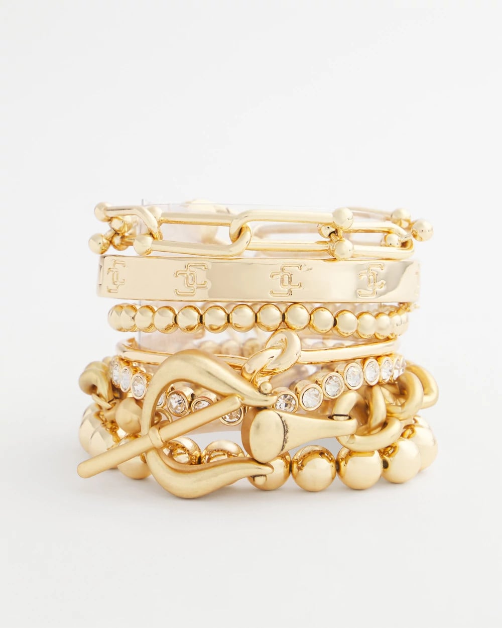 Small Beaded Gold Tone Stretch Bracelet