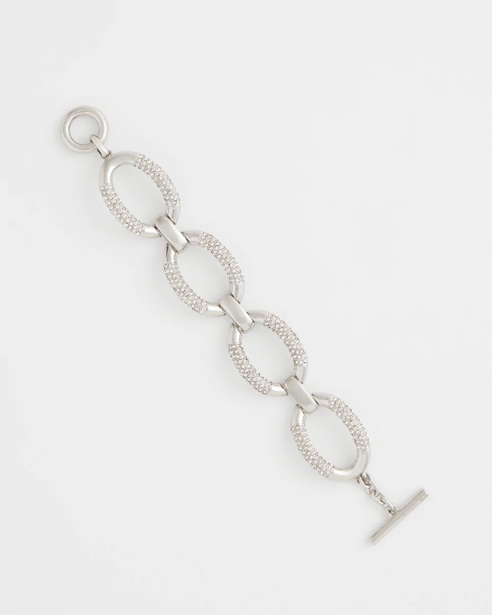 Large Pave Link Toggle Bracelet