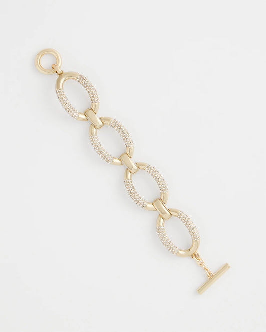 Large Pave Link Toggle Bracelet