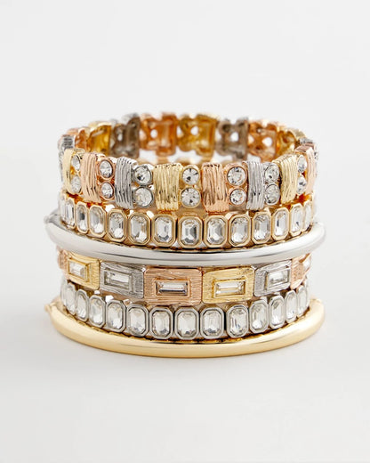 Tri-Tone Rectangle Stretch Bracelet