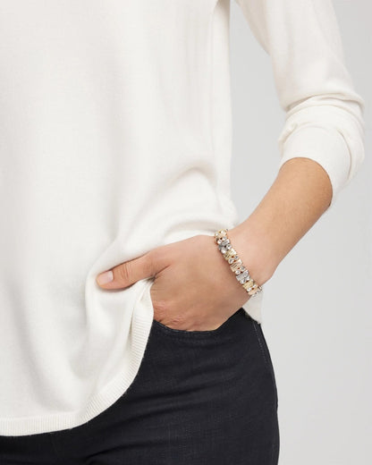 Tri-Tone Rectangle Stretch Bracelet