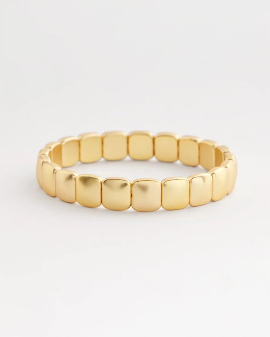 Golden Matte Square Stretch Bracelet