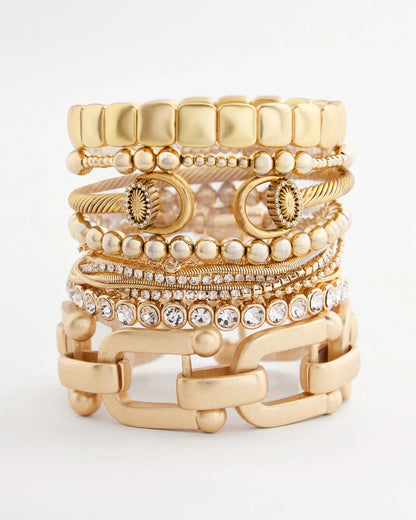 Golden Matte Square Stretch Bracelet