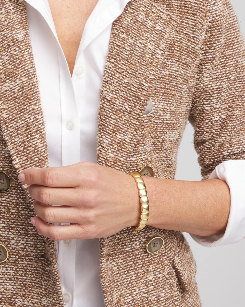 Golden Matte Square Stretch Bracelet