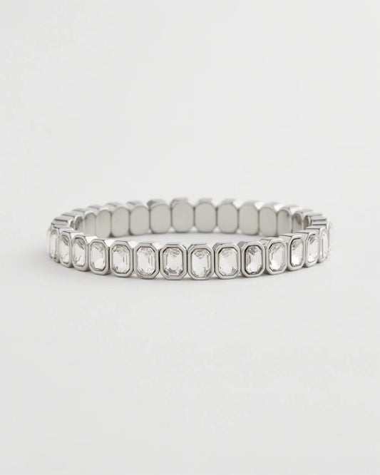 Silver Bezel Set Stretch Tennis Bracelet
