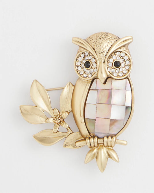 Goldtone Owl Brooch