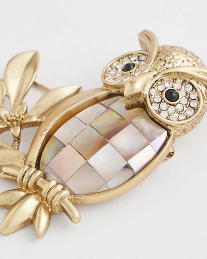 Goldtone Owl Brooch