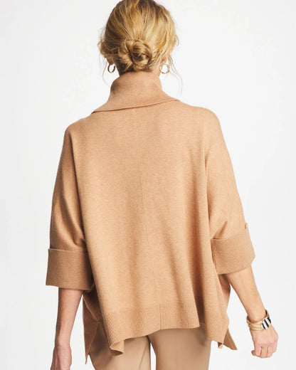Cowlneck Knit Fringe Poncho