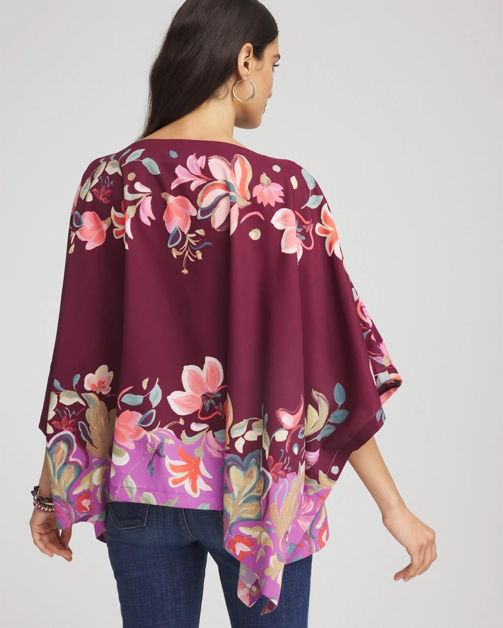 Printed Boatneck Pullover Poncho