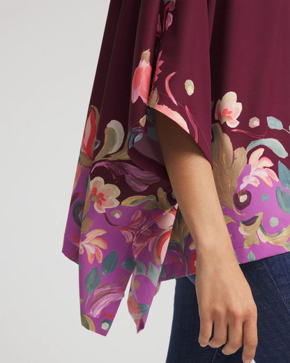 Printed Boatneck Pullover Poncho